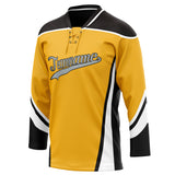 Custom Unisex Yellow & Black Pattern Hockey Jersey