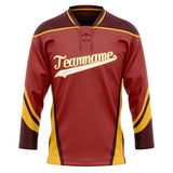 Custom Unisex Red & Gold Pattern Hockey Jersey