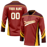 Custom Unisex Red & Gold Pattern Hockey Jersey