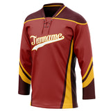 Custom Unisex Red & Gold Pattern Hockey Jersey