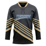 Custom Unisex Gray & Cream Pattern Hockey Jersey