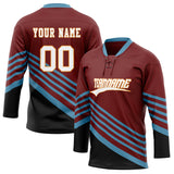 Custom Unisex Crimson & Blue Pattern Hockey Jersey