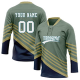 Custom Unisex Gray & Navy Pattern Hockey Jersey