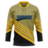 Custom Unisex Oliv & Gold Pattern Hockey Jersey