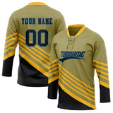 Custom Unisex Oliv & Gold Pattern Hockey Jersey