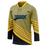 Custom Unisex Oliv & Gold Pattern Hockey Jersey