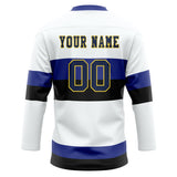 Custom Unisex White & Royal Pattern Hockey Jersey