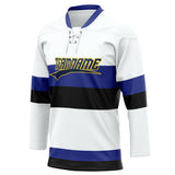 Custom Unisex White & Royal Pattern Hockey Jersey