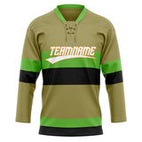 Custom Unisex Oliv & Green Pattern Hockey Jersey