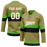 Custom Unisex Oliv & Green Pattern Hockey Jersey