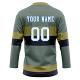 Custom Unisex Gray & Oliv Pattern Hockey Jersey