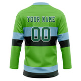 Custom Unisex Green & Light Blue Pattern Hockey Jersey