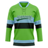 Custom Unisex Green & Light Blue Pattern Hockey Jersey