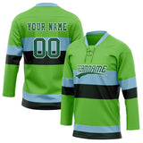 Custom Unisex Green & Light Blue Pattern Hockey Jersey