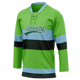 Custom Unisex Green & Light Blue Pattern Hockey Jersey