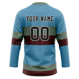 Custom Unisex Blue & Crimson Pattern Hockey Jersey