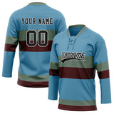 Custom Unisex Blue & Crimson Pattern Hockey Jersey