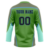 Custom Unisex Green & Oliv Pattern Hockey Jersey