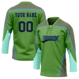 Custom Unisex Green & Oliv Pattern Hockey Jersey