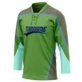 Custom Unisex Green & Oliv Pattern Hockey Jersey