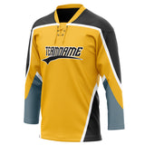 Custom Unisex Yellow & Black Pattern Hockey Jersey