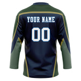 Custom Unisex Navy & Green Pattern Hockey Jersey