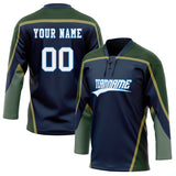 Custom Unisex Navy & Green Pattern Hockey Jersey