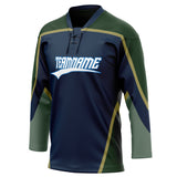 Custom Unisex Navy & Green Pattern Hockey Jersey