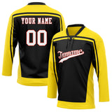 Custom Unisex Black & Yellow Pattern Hockey Jersey