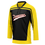 Custom Unisex Black & Yellow Pattern Hockey Jersey