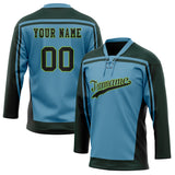 Custom Unisex Blue & Green Pattern Hockey Jersey