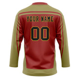 Custom Unisex Red & Oliv Pattern Hockey Jersey