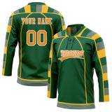 Custom Unisex Green & Yellow Pattern Hockey Jersey