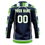 Custom Unisex Navy & White Pattern Hockey Jersey