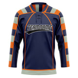 Custom Unisex Navy & Orange Pattern Hockey Jersey