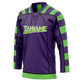 Custom Unisex Purple & Green Pattern Hockey Jersey