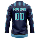 Custom Unisex Navy & Light Blue Pattern Hockey Jersey