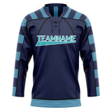 Custom Unisex Navy & Light Blue Pattern Hockey Jersey