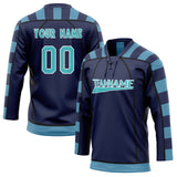 Custom Unisex Navy & Light Blue Pattern Hockey Jersey