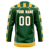 Custom Unisex Kelly Green & Yellow Pattern Hockey Jersey