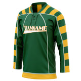 Custom Unisex Kelly Green & Yellow Pattern Hockey Jersey