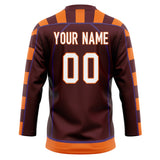 Custom Unisex Crimson & Orange Pattern Hockey Jersey