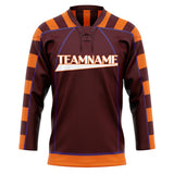 Custom Unisex Crimson & Orange Pattern Hockey Jersey