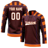 Custom Unisex Crimson & Orange Pattern Hockey Jersey