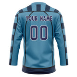 Custom Unisex Light Blue & Navy Pattern Hockey Jersey