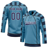 Custom Unisex Light Blue & Navy Pattern Hockey Jersey