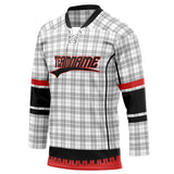 Custom Unisex Gray & Black Pattern Hockey Jersey