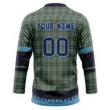 Custom Unisex Oliv & Navy Pattern Hockey Jersey