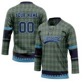 Custom Unisex Oliv & Navy Pattern Hockey Jersey