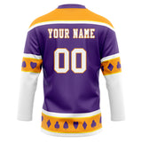 Custom Unisex Purple & Gold Pattern Hockey Jersey